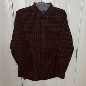 George Men's Red and Green Plaid Button-Down Shirt